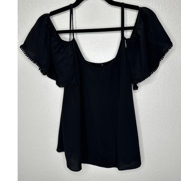 Rebecca Minkoff Aida Black Cold Shoulder Spaghetti Strap Blouse Top Small - Picture 5 of 14